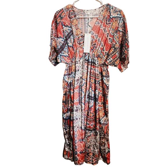 Love Kyla Arabella Polysilk BOHO Chic Lightweight Midi Dress Small NEW - Picture 1 of 8